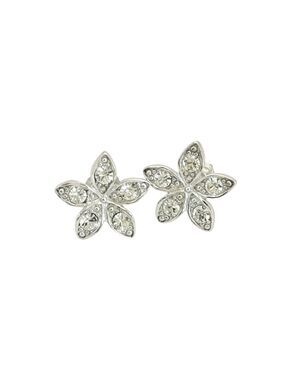 CZ Flower stud earrings in 14k white gold overlay 🆕